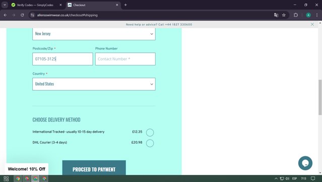 Allens of Kingsbury checkout page showing Allens of Kingsbury discount code box | Screenshot taken by SimplyCodes community member on Mar 9, 2025