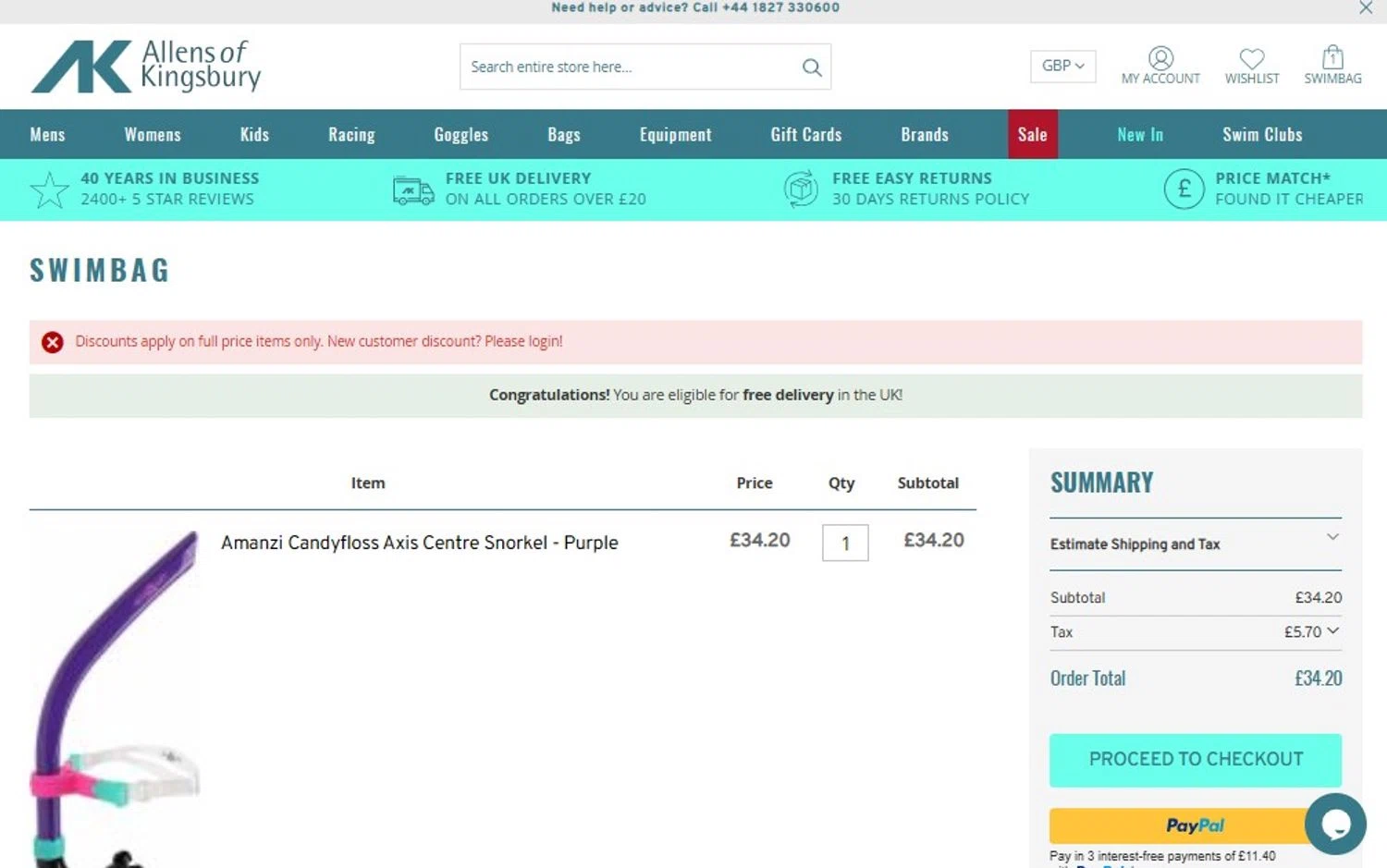 Allens of Kingsbury discount code screenshot showing code TYR10 applied at Allens of Kingsbury checkout page. Uploaded by SimplyCodes community member TOTONEROFLOW on Aug 12, 2025
