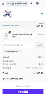 Jennhawkins coupon verification screenshot