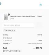 ALLERG15 coupon verification screenshot