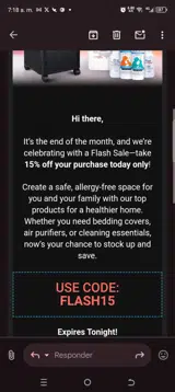Flash15 coupon verification screenshot