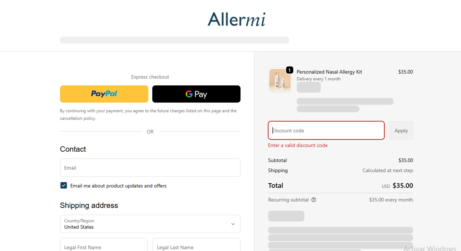 Allermi discount code screenshot showing code BREATHE50 applied at Allermi checkout page. Uploaded by SimplyCodes community member Gaby04 on Oct 31, 2025