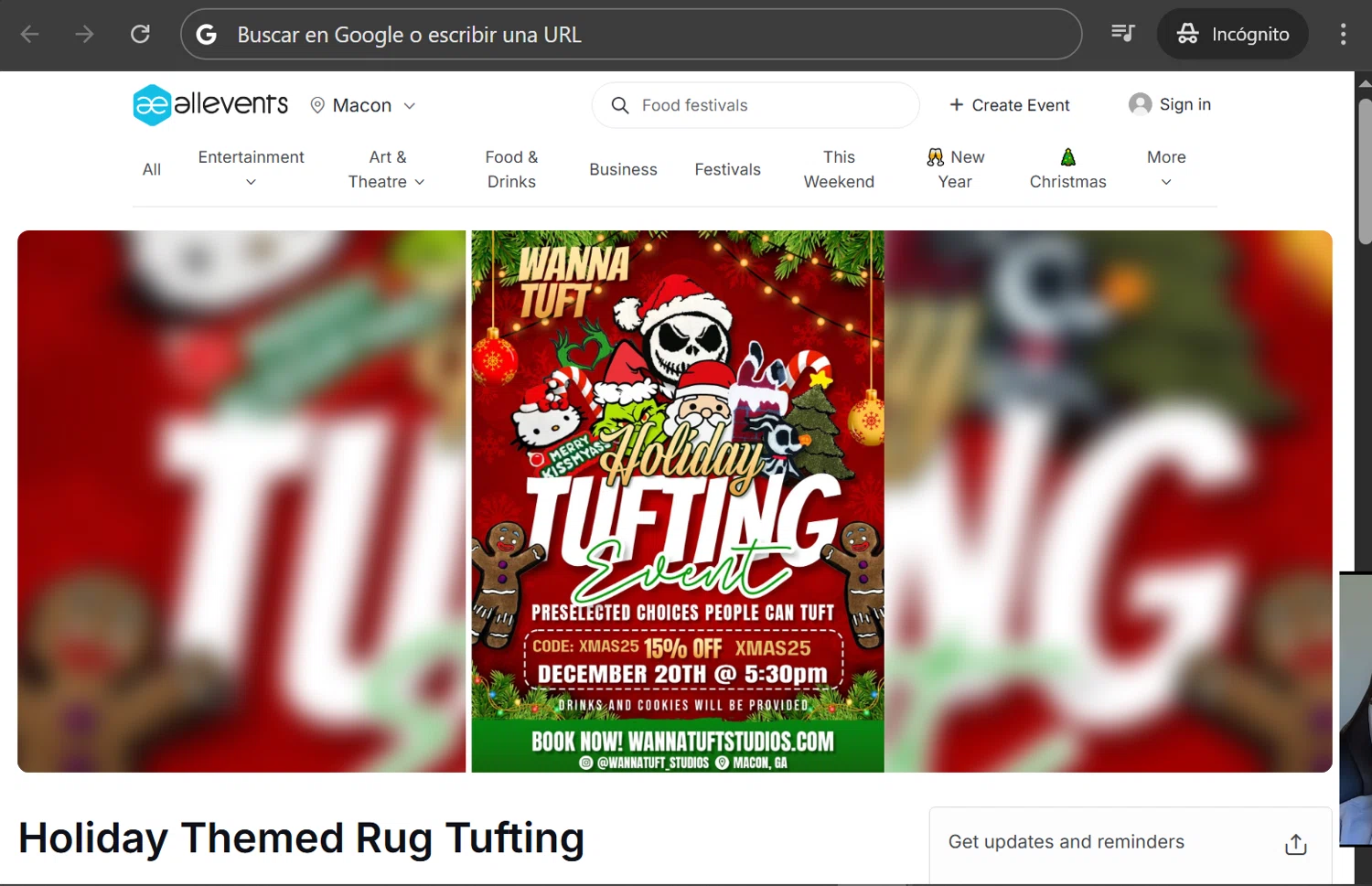 AllEvents discount code screenshot showing code XMAS25 applied at AllEvents checkout page. Uploaded by SimplyCodes community member anosesmith on Dec 16, 2025