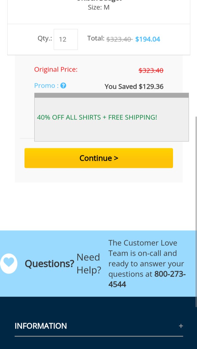 Allied Shirts checkout page showing Allied Shirts promo code box | Screenshot taken by SimplyCodes community member on Sep 14, 2023