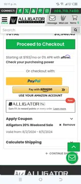 GATOR20 coupon verification screenshot