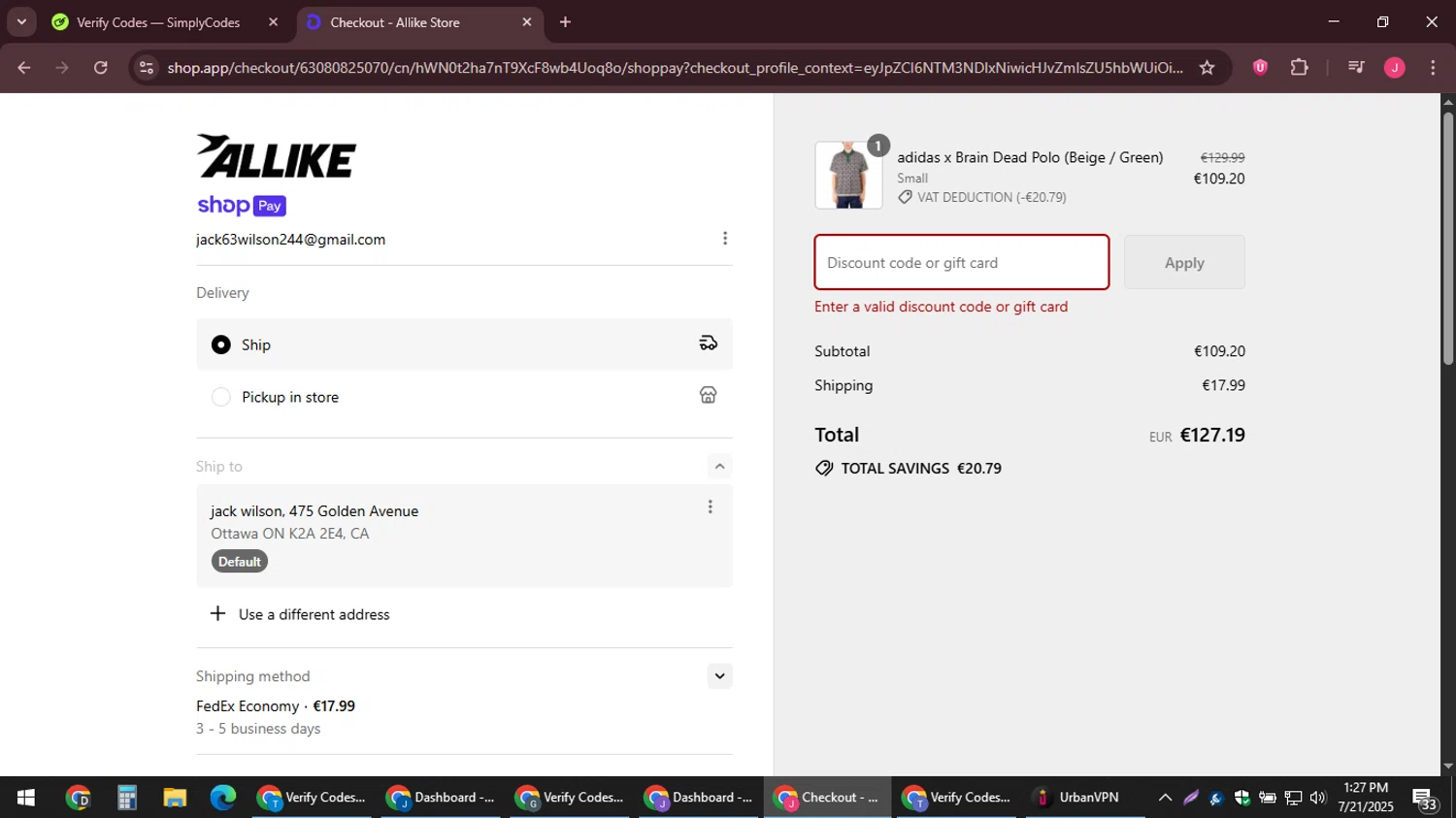 Allike Store discount code screenshot showing code UPDATE10 applied at Allike Store checkout page. Uploaded by SimplyCodes community member JackWilson63 on Jul 21, 2025