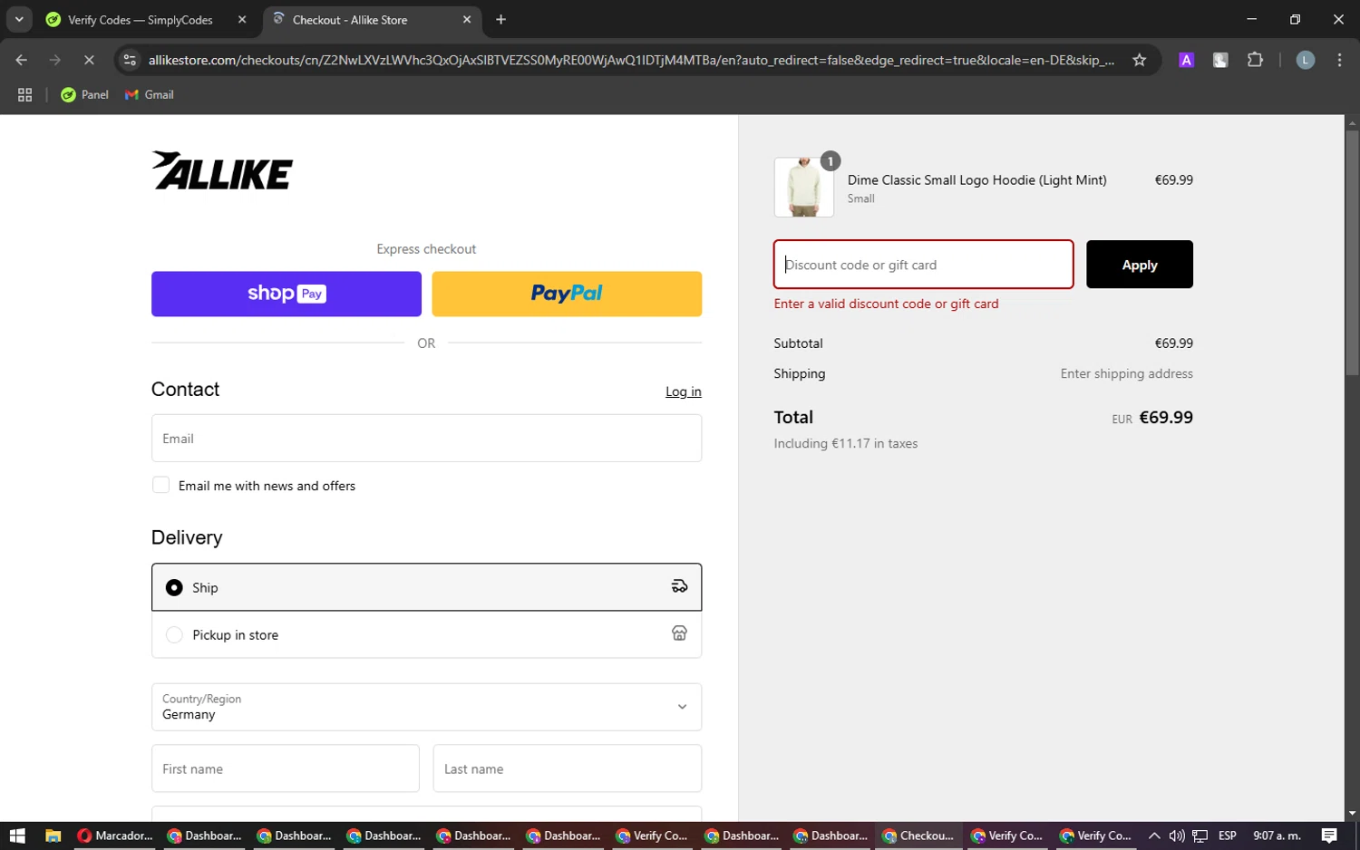 Allike Store discount code screenshot showing code UPDATE10 applied at Allike Store checkout page. Uploaded by SimplyCodes community member Laureandiaz on Mar 20, 2025