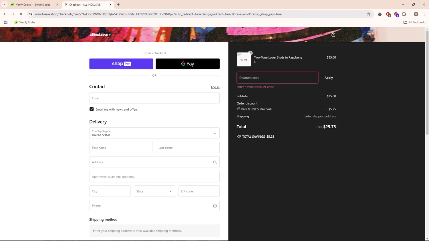 All Inclusive discount code screenshot showing code EARLYACCESS applied at All Inclusive checkout page. Uploaded by SimplyCodes community member PrimeMaverick7854 on Feb 12, 2025