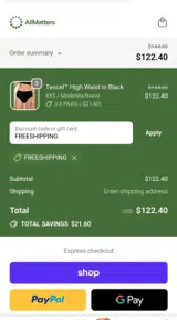 FREESHIPPING coupon verification screenshot