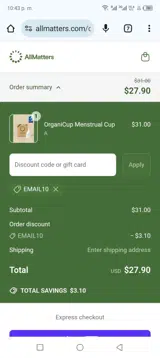 Email10 coupon verification screenshot