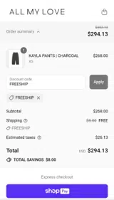 FREESHIP coupon verification screenshot