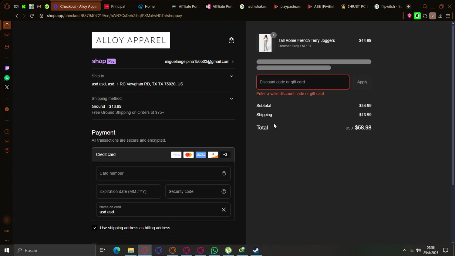Alloy Apparel coupon code screenshot showing code SAVE30 applied at Alloy Apparel checkout page. Uploaded by SimplyCodes community member Gon_Freecss on Aug 25, 2025