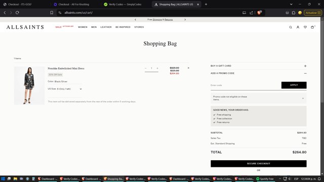 AllSaints checkout page showing AllSaints promo code box | Screenshot taken by SimplyCodes community member on Jan 13, 2025