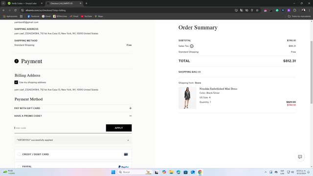 AllSaints checkout page showing AllSaints promo code box | Screenshot taken by SimplyCodes community member on Dec 10, 2024