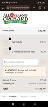 All Seasons Orchard coupon verification screenshot