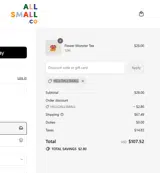 All Small Co. coupon verification screenshot