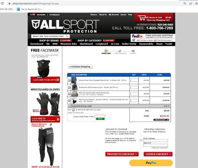 All Sport Protection checkout page showing All Sport Protection promo code box | Screenshot taken by SimplyCodes community member on May 2, 2022