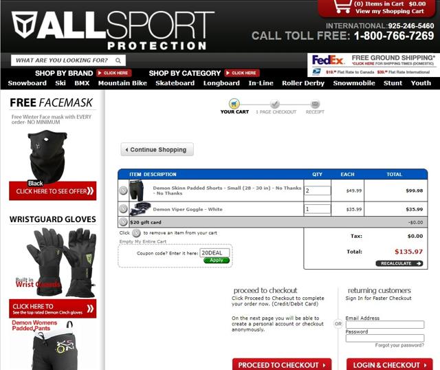 All Sport Protection checkout page showing All Sport Protection promo code box | Screenshot taken by SimplyCodes community member on May 6, 2022