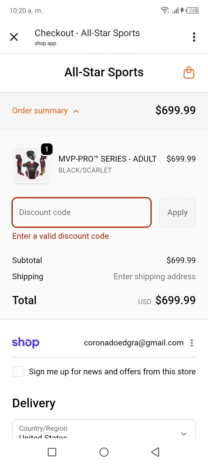 All Star discount code screenshot showing code TAKE20 applied at All Star checkout page. Uploaded by SimplyCodes community member BonusVoyager4214 on Feb 4, 2026