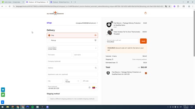 All Things Barbecue checkout page showing All Things Barbecue discount code box | Screenshot taken by SimplyCodes community member on Sep 4, 2025