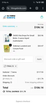 FINAL10 coupon verification screenshot