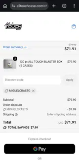 All Touch Case coupon verification screenshot