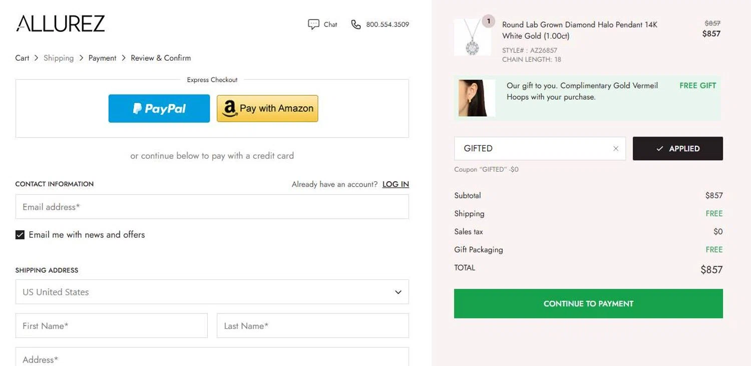 Allurez promo code screenshot showing code GIFTED applied at Allurez checkout page. Uploaded by SimplyCodes community member 6d796e616d656973 on Aug 6, 2025