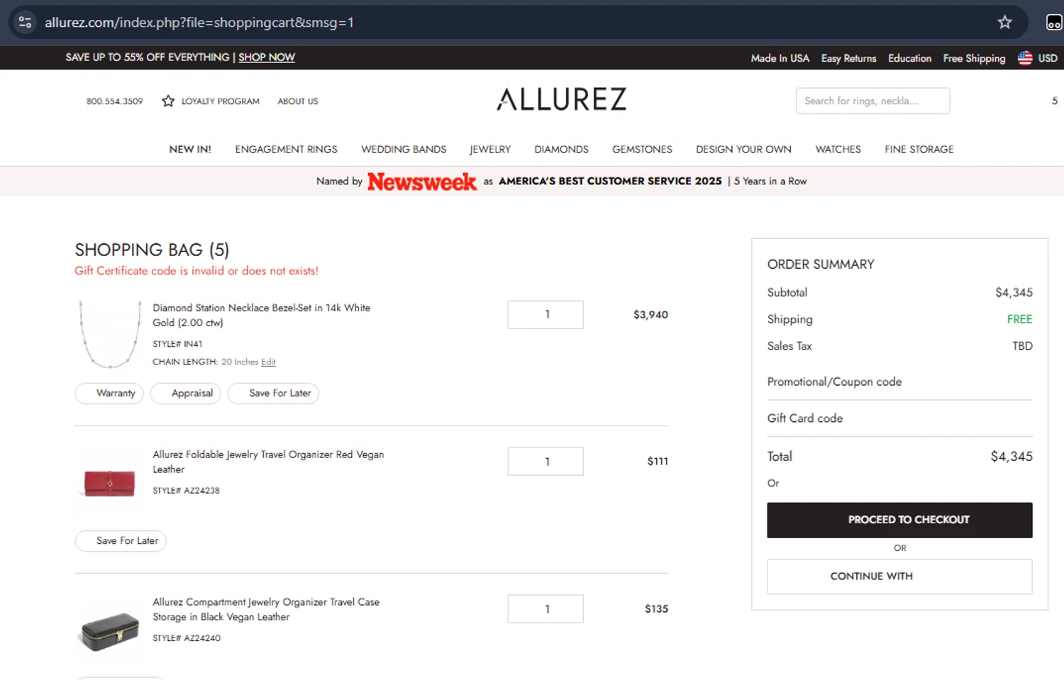 Allurez promo code screenshot showing code BRWS50 applied at Allurez checkout page. Uploaded by SimplyCodes community member six_eyes on Jul 23, 2025