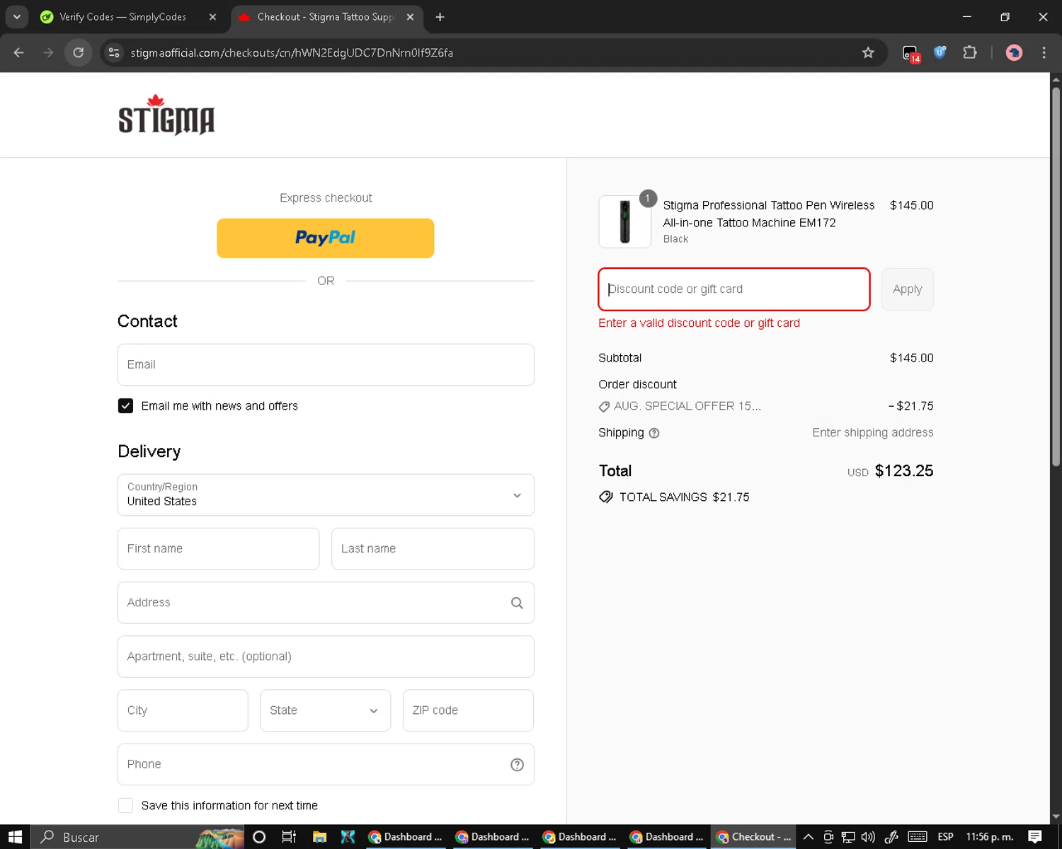 Almond Clear discount code screenshot showing code SIMPLESKINCARESCIENCE applied at Almond Clear checkout page. Uploaded by SimplyCodes community member NobleFox488 on Aug 26, 2025