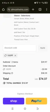 10OFF coupon verification screenshot