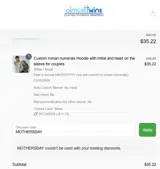 MOTHERSDAY coupon verification screenshot