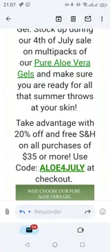 Aloe4july coupon verification screenshot
