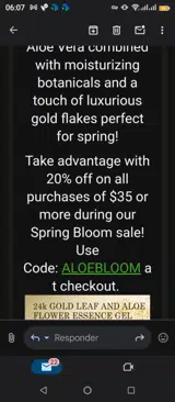 Aloebloom coupon verification screenshot