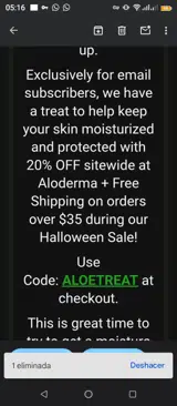 Aloetreat coupon verification screenshot