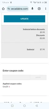 Usa20 coupon verification screenshot