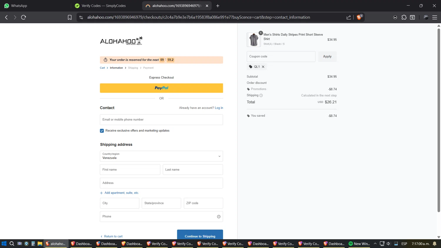 AlohaHoo checkout page showing AlohaHoo coupon code box | Screenshot taken by SimplyCodes community member on Sep 29, 2025