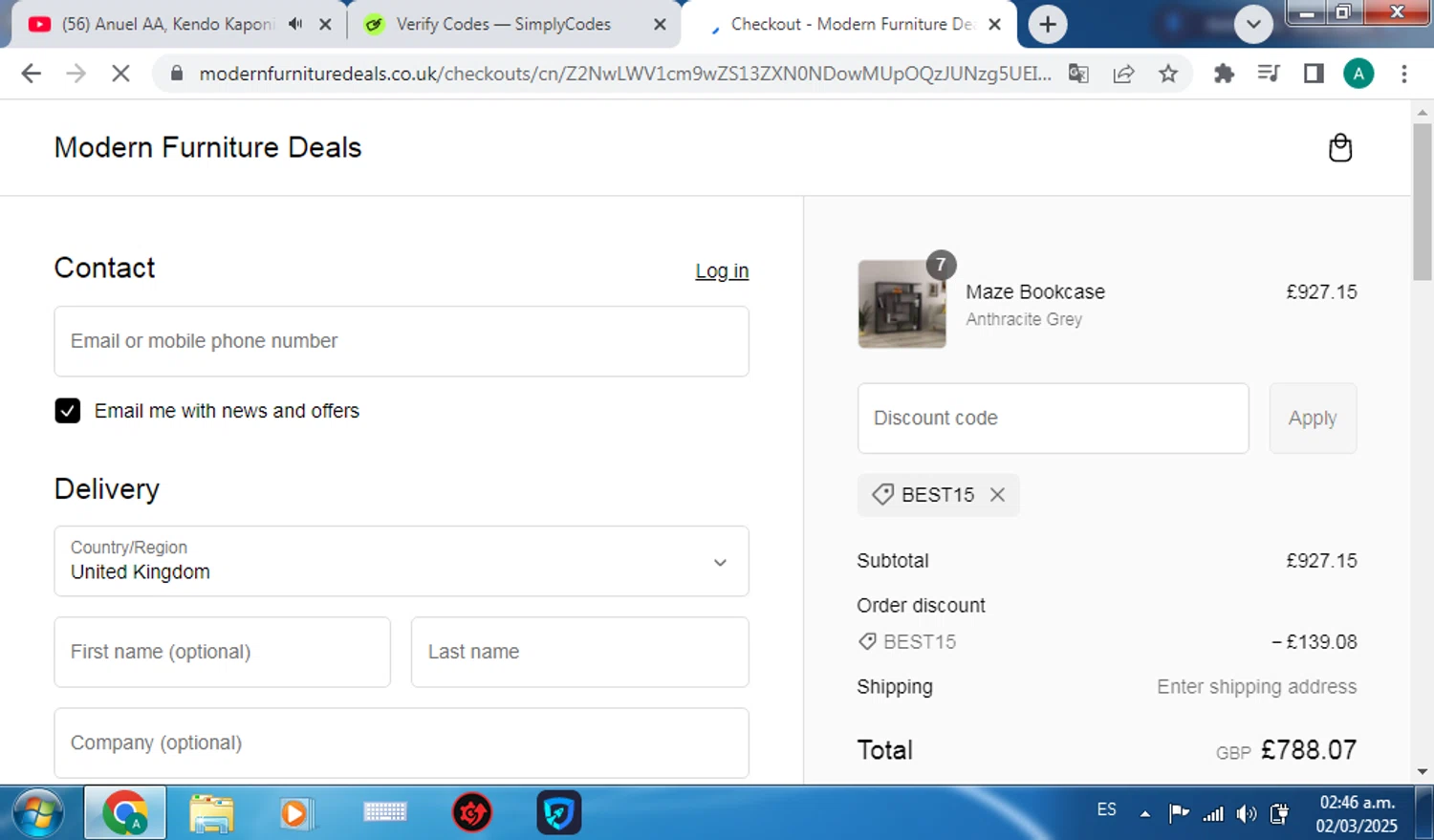 Alpha Cycle Gear checkout page showing Alpha Cycle Gear promo code box | Screenshot taken by SimplyCodes community member on Mar 5, 2025