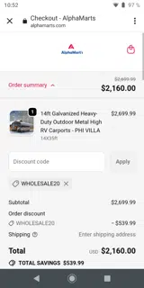 wholesale20 coupon verification screenshot
