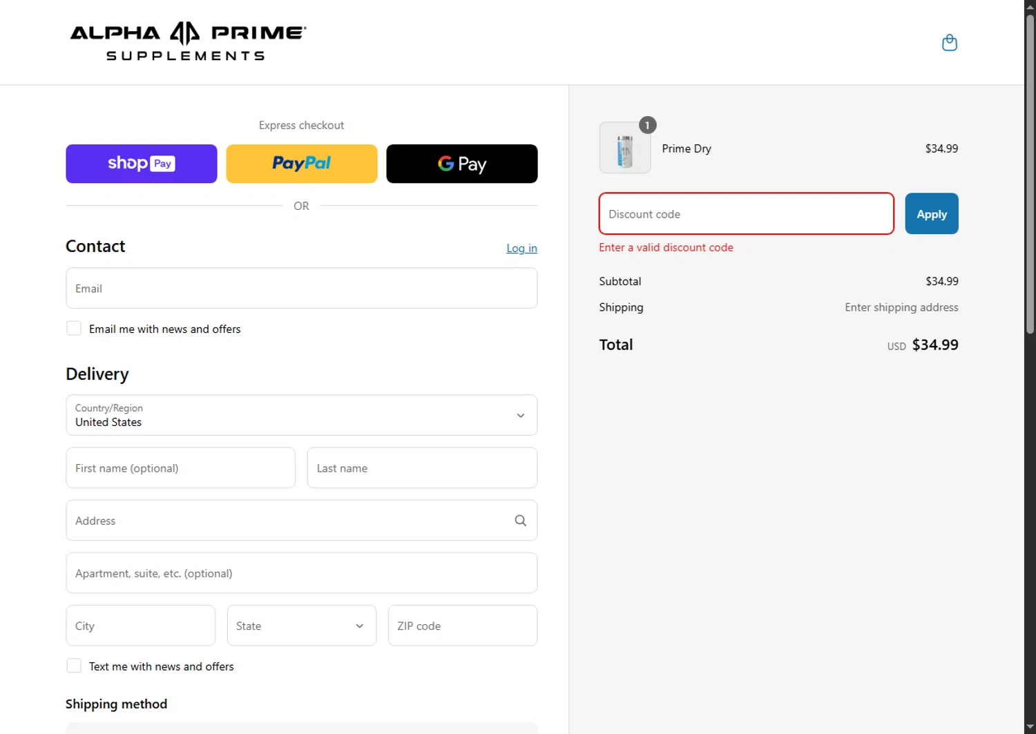 Alpha Prime Supplements discount code screenshot showing code Lauren15 applied at Alpha Prime Supplements checkout page. Uploaded by SimplyCodes community member PennyScholar504 on Apr 26, 2025