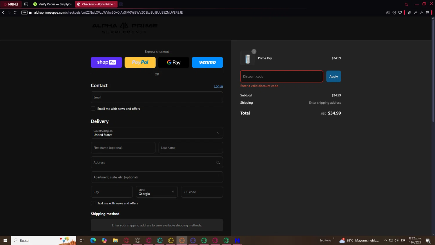 Alpha Prime Supplements discount code screenshot showing code Julia15 applied at Alpha Prime Supplements checkout page. Uploaded by SimplyCodes community member SaleCurator1460 on Apr 18, 2025