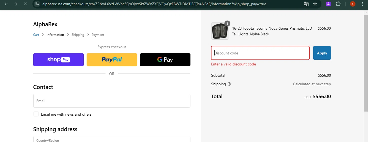 AlphaRex discount code screenshot showing code SIERRA_MIST applied at AlphaRex checkout page. Uploaded by SimplyCodes community member CrownTiger7501 on Feb 13, 2025