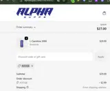 Alpha Supps coupon verification screenshot
