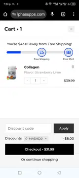 Alpha Supps coupon verification screenshot