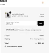 SAMTALBOT coupon verification screenshot