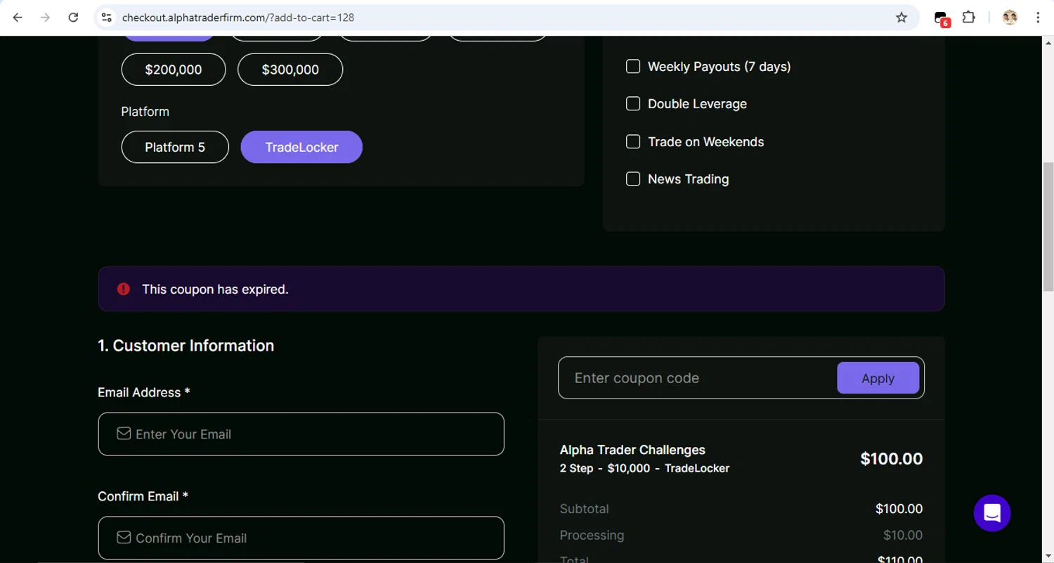 Alpha Trader coupon code screenshot showing code XMAS applied at Alpha Trader checkout page. Uploaded by SimplyCodes community member LegendaryTitan9160 on Jan 12, 2025