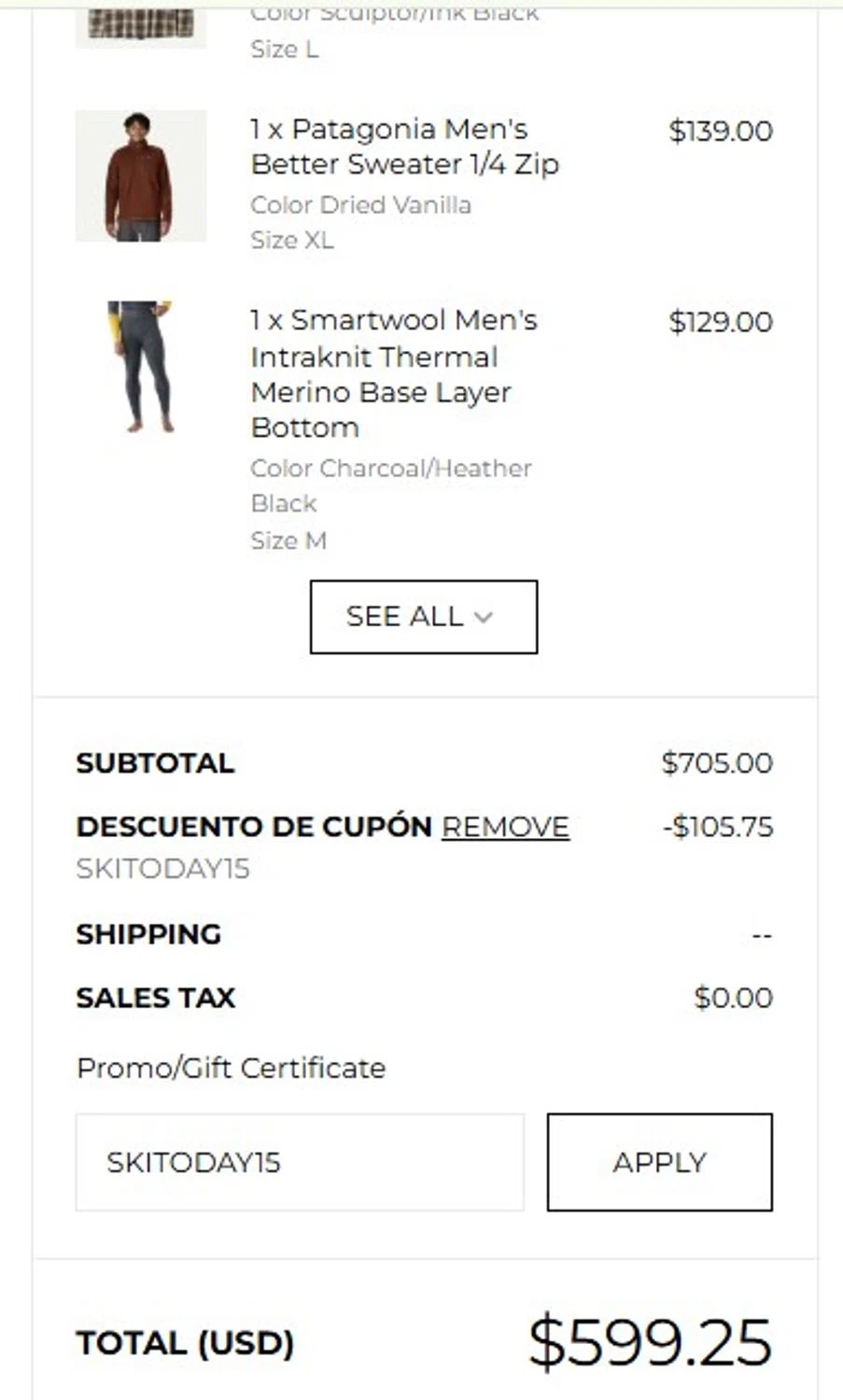 Alpine Shop Vermont checkout page showing Alpine Shop Vermont promo code box | Screenshot taken by SimplyCodes community member on Nov 13, 2025