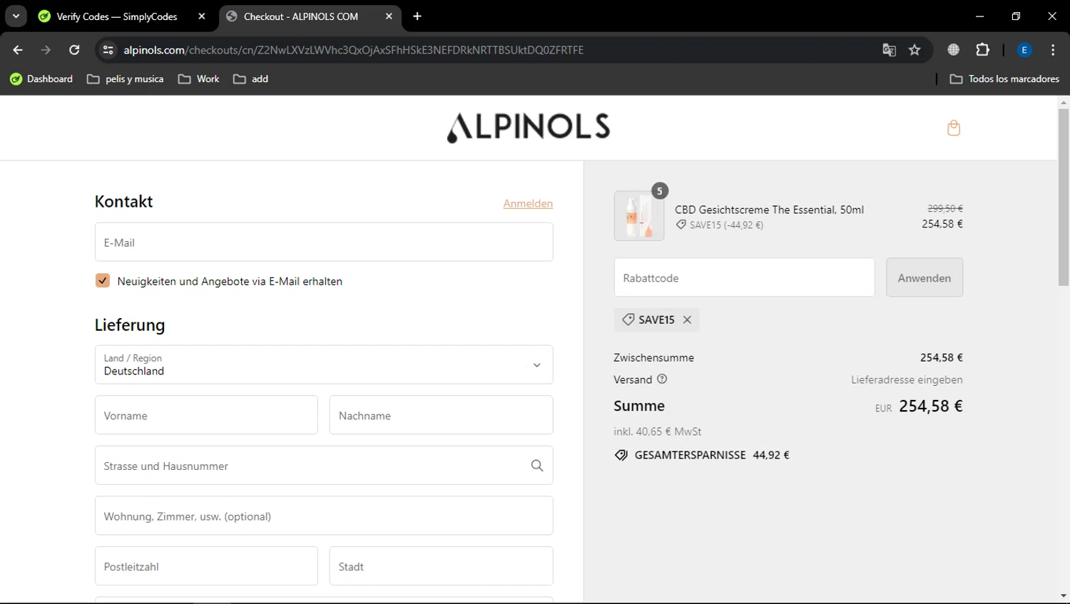 where to use Alpinols promo code box