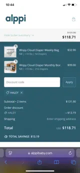HALEY coupon verification screenshot