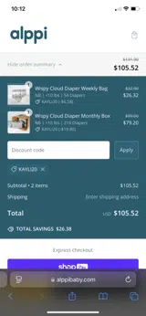 KAYLI20 coupon verification screenshot