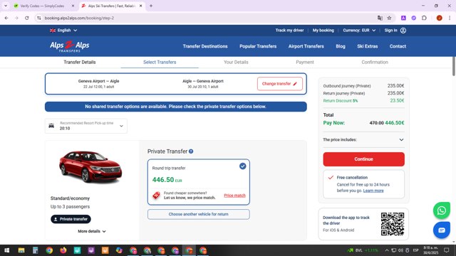 Alps2Alps checkout page showing Alps2Alps discount code box | Screenshot taken by SimplyCodes community member on Jun 30, 2025